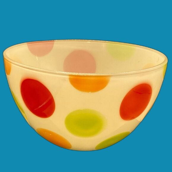 Walther Love Shakes Mixing Bowl 8" Polka dot MCM Mid century Vintage Glass - Picture 1 of 7